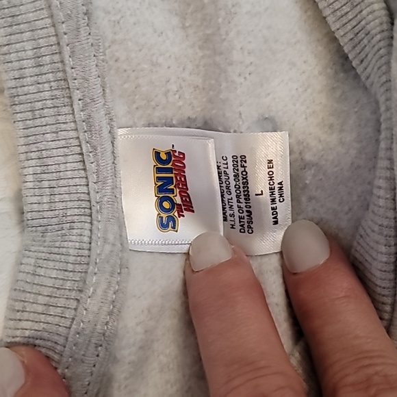 SEGA Sonic the Hedgehog kids large sweatshirt grey white blue - Picture 6 of 11